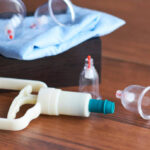 Vacuum therapy. Cup massage. Hijama. traditional Chinese medicine clinic indoor. medical and health concept